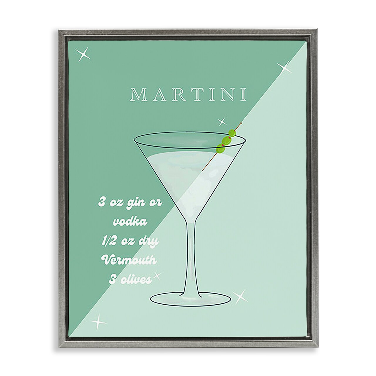 Stupell Industries Modern Martini Recipe Framed Floater Canvas Wall Art Design by Ashley Singleton